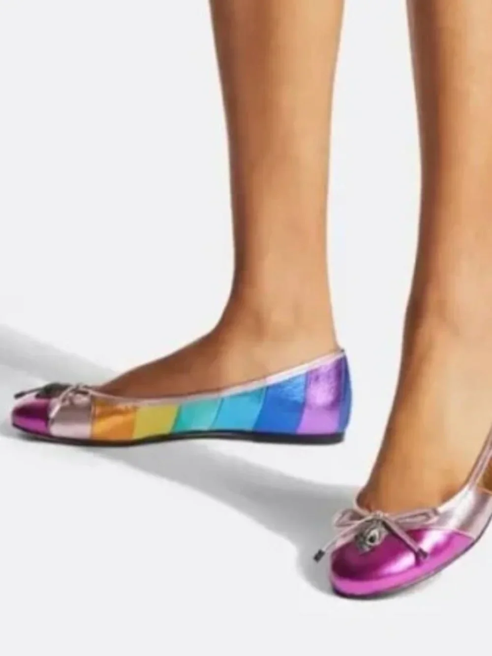 🌈 Kurt Geiger London Eagle Ballet Rainbow Multicolor Flats Sz US 6.5-7 EU 37🌈 - Picture 3 of 15